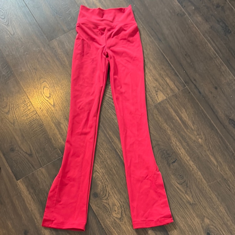 Five dance wear Red High-Waisted Flare Pants YL with slits on the